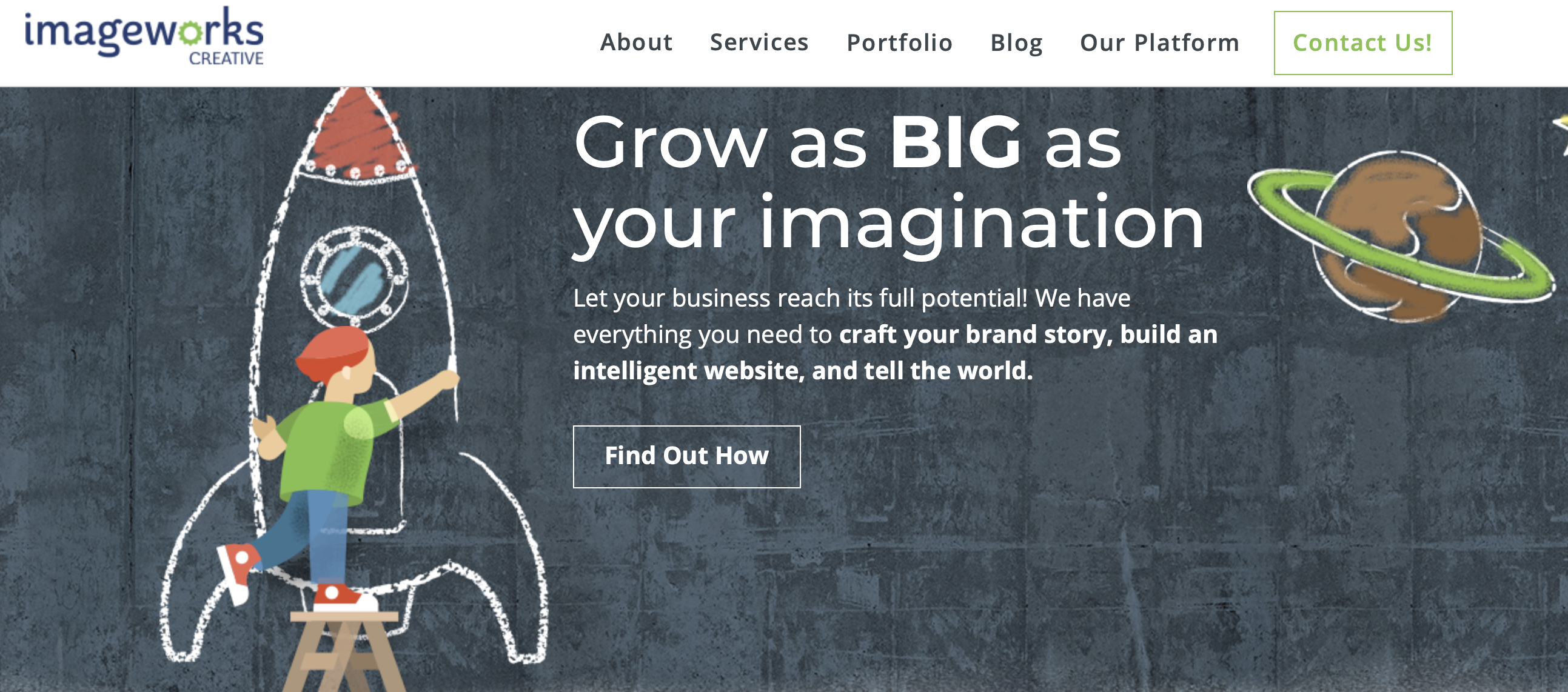 Imageworks Hero Area says "Grow as BIG as your imagination"