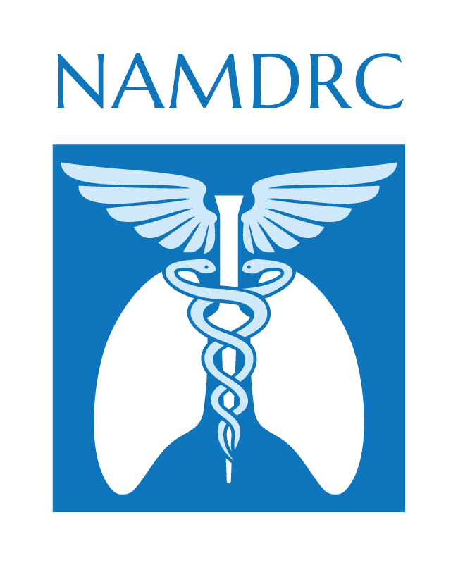 NAMDRC logo, showing lungs with Caduceus overlaid