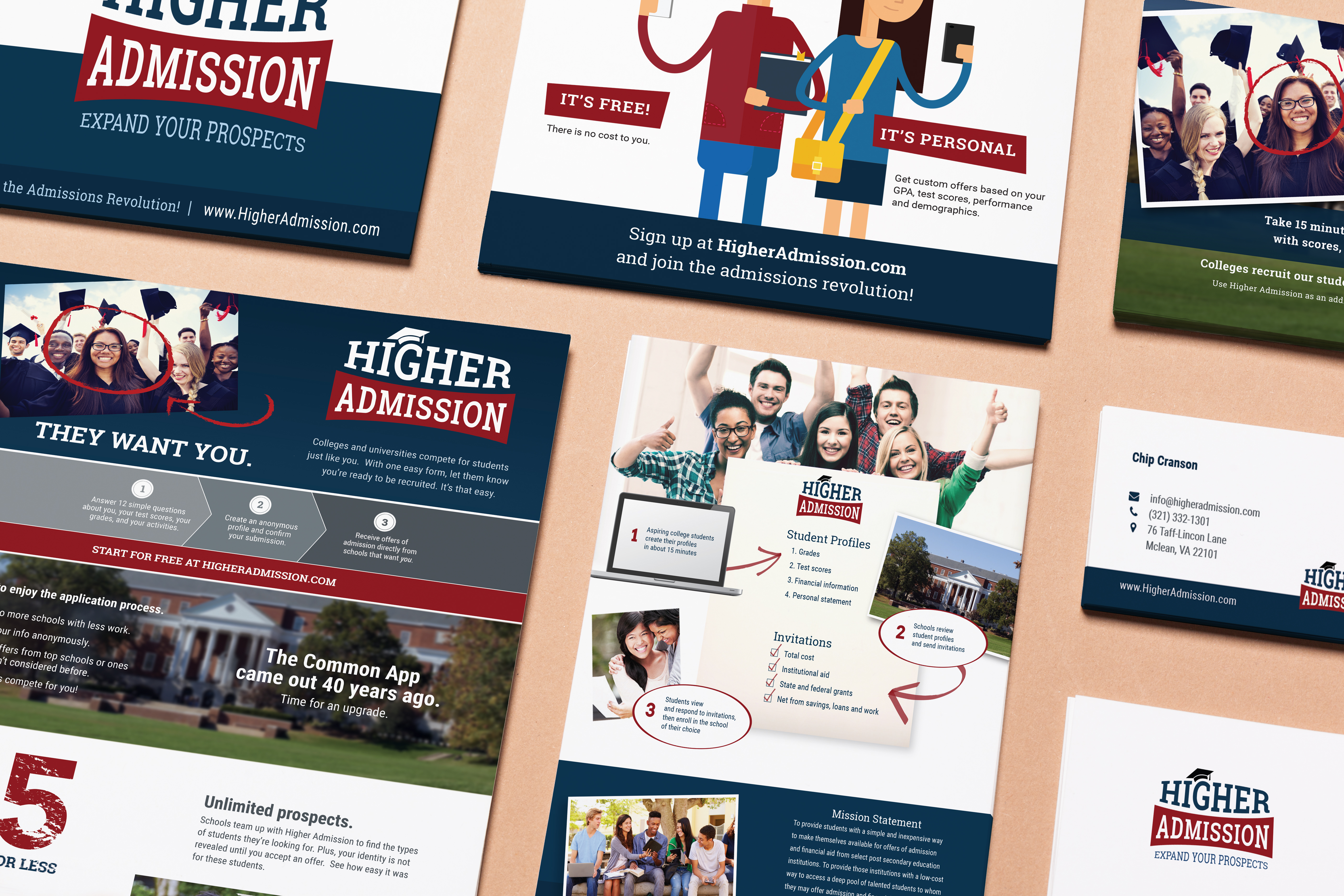 Spread of Higher Admission marketing collateral work designed by ImageWorks Creative