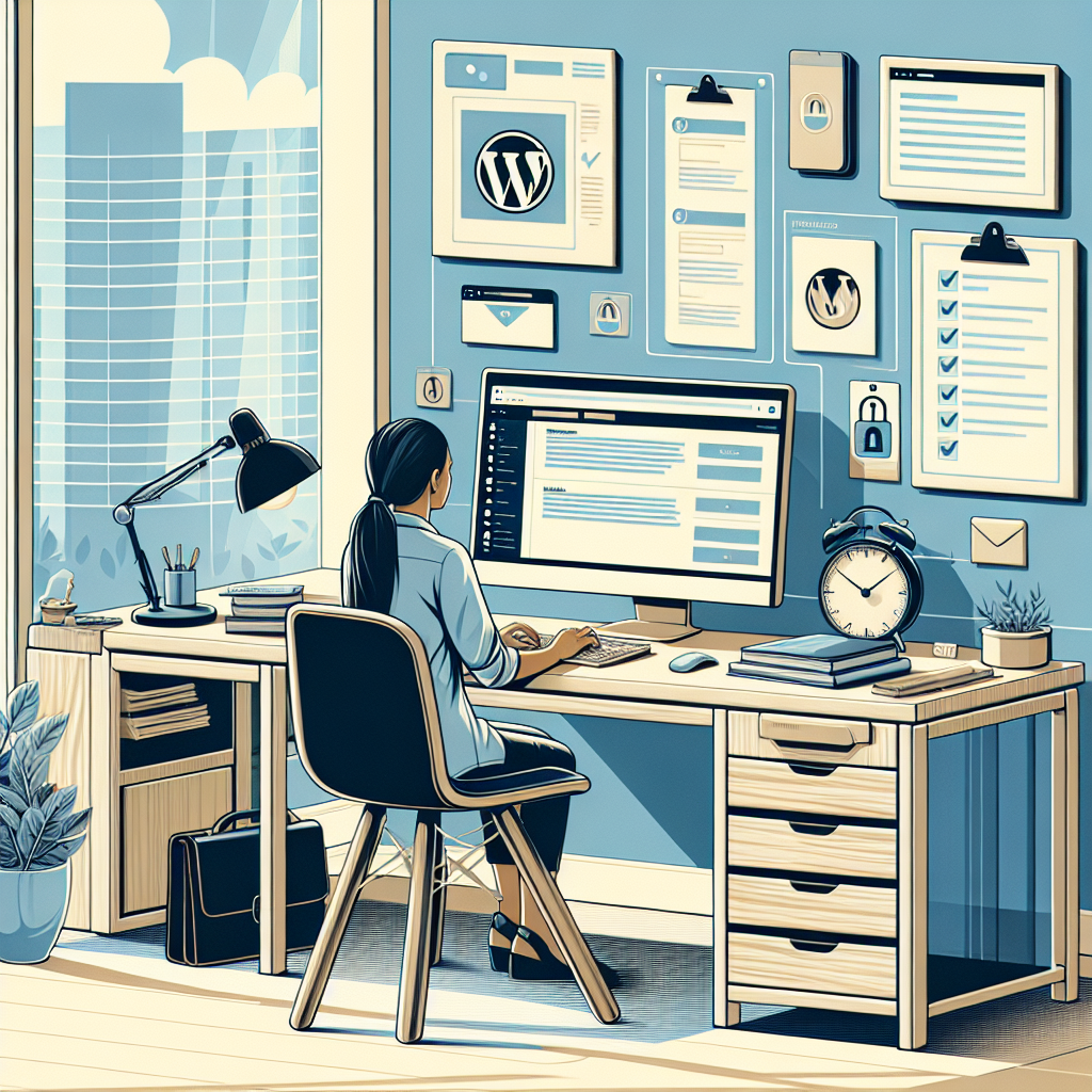 Female worker using WordPress in a home office for website care