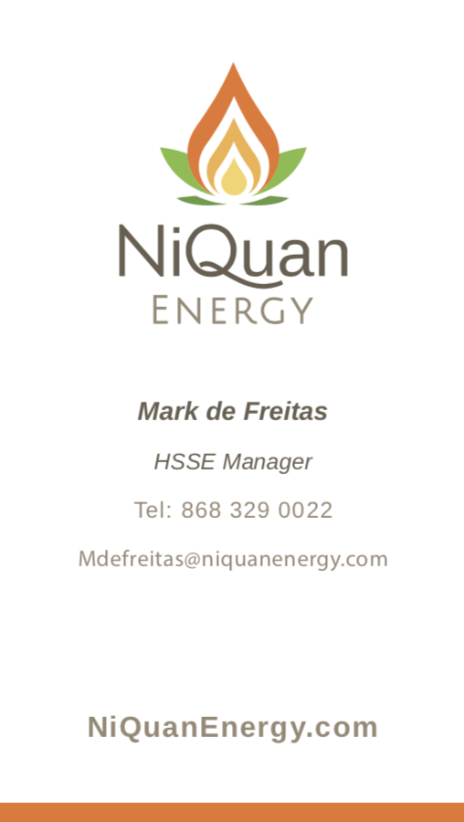 Niquan Energy Business card design mock up, front of card