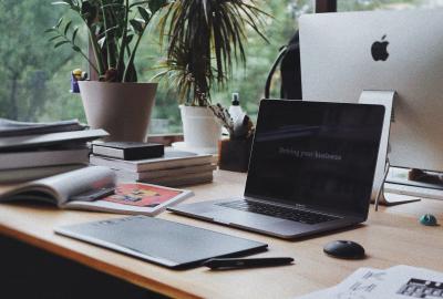 Website redesign on laptop