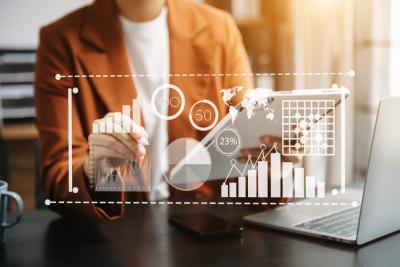 ntelligence and business analytics with dashboard concept.Website designer working