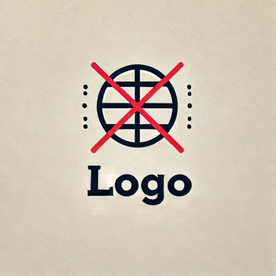 The word logo against a beige background with a red X going through a logo design mistake.