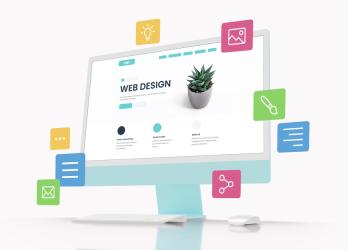 A graphic of a computer desktop with web design in progress to demonstrate choosing The Right Custom Web Design Service For Your Business