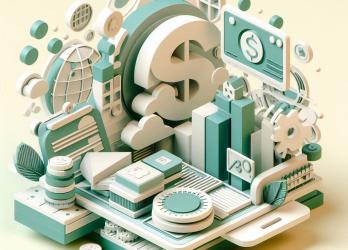 A 3D style trendy and modern image representing the blog 'How much does a custom website cost in 2024' with a light green, white, and gray color scheme