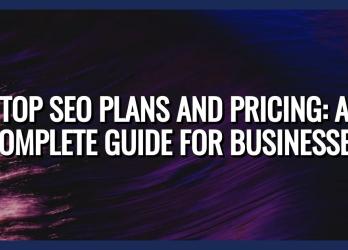 A visual depiction of SEO plans and pricing using simple boxy capital text against an abstract background.