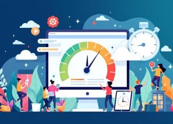 Modern graphic showing 'Why Website Loading Speed is Crucial for User Experience' with performance symbols and multiple device interactions.