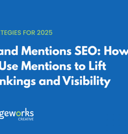 Blue background graphic with the title “Brand Mentions SEO: How to Use Mentions to Lift Rankings and Visibility.”