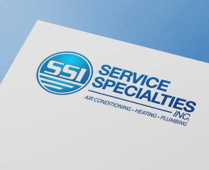 mock up of Service Specialities logo on corner of paper 