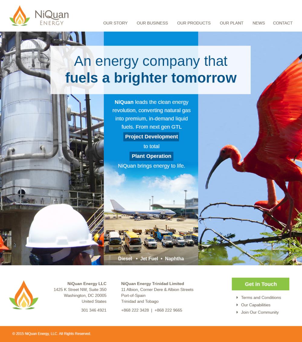 Niquan Energy home page design mock up